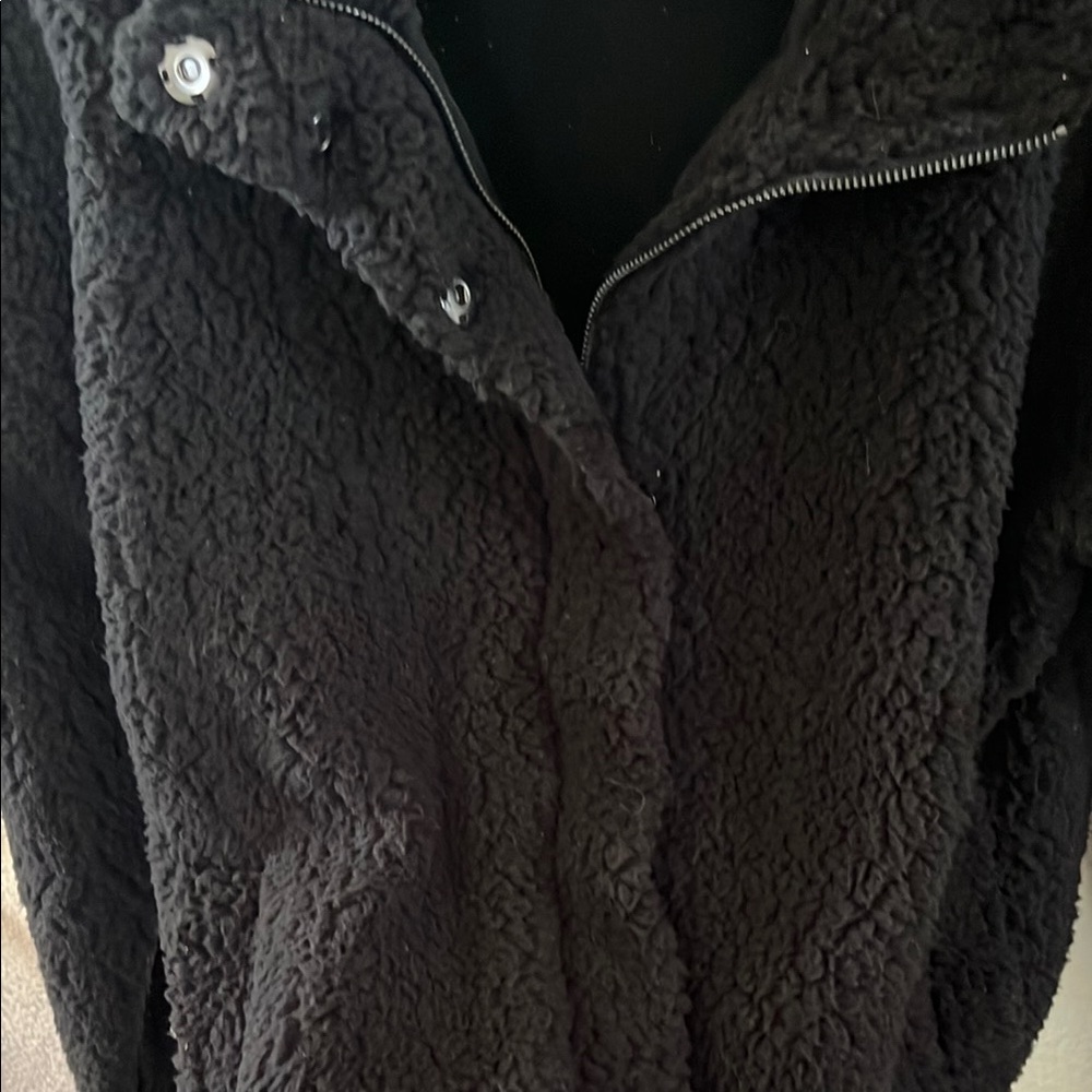 Thread & Supply Black Teddy Jacket With Textured … - image 3